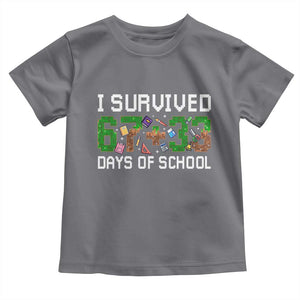 I Survived 67 33 Days Of School Toddler T Shirt Funny 100 Days of School 67 Pixel Game TS11 Charcoal Print Your Wear
