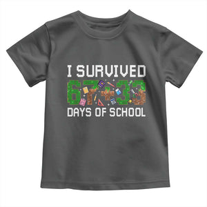 I Survived 67 33 Days Of School Toddler T Shirt Funny 100 Days of School 67 Pixel Game TS11 Dark Heather Print Your Wear