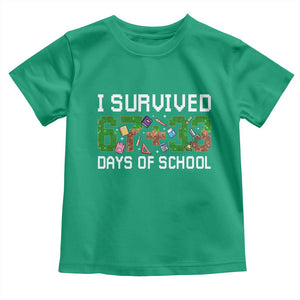 I Survived 67 33 Days Of School Toddler T Shirt Funny 100 Days of School 67 Pixel Game TS11 Irish Green Print Your Wear