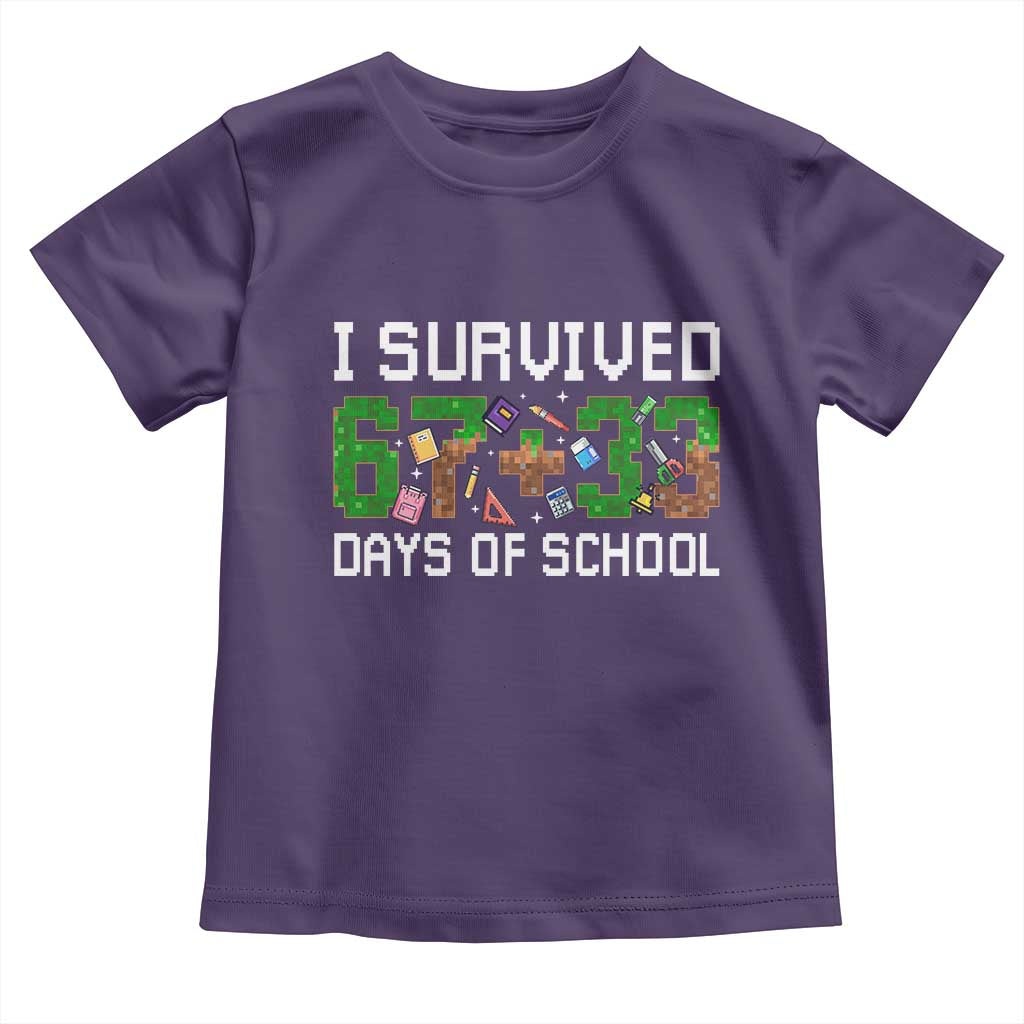 I Survived 67 33 Days Of School Toddler T Shirt Funny 100 Days of School 67 Pixel Game TS11 Purple Print Your Wear
