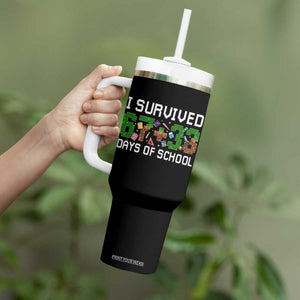 I Survived 67 33 Days Of School Tumbler With Handle Funny 100 Days of School 67 Pixel Game TS11 Print Your Wear