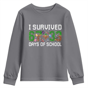 I Survived 67 33 Days Of School Youth Sweatshirt Funny 100 Days of School 67 Pixel Game - Print Your Wear