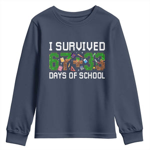 I Survived 67 33 Days Of School Youth Sweatshirt Funny 100 Days of School 67 Pixel Game TS11 Navy Print Your Wear