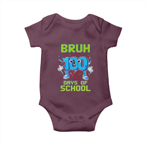 Bruh I Survived 67 33 Days Of School Baby Onesie Funny 100th Days of School 67 Game Meme TS11 Maroon Print Your Wear