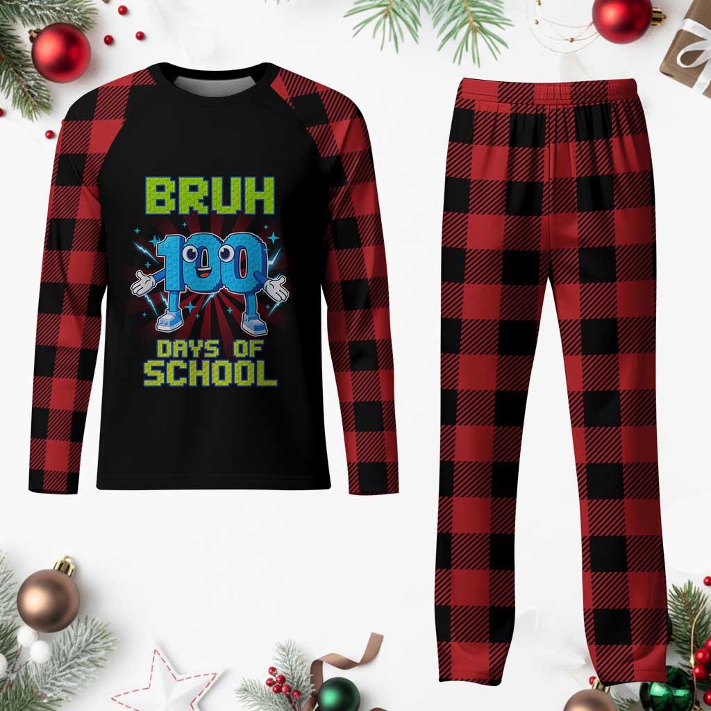 Bruh I Survived 67 33 Days Of School Plaid Pajama Set Funny 100th Days of School 67 Game Meme - Print Your Wear