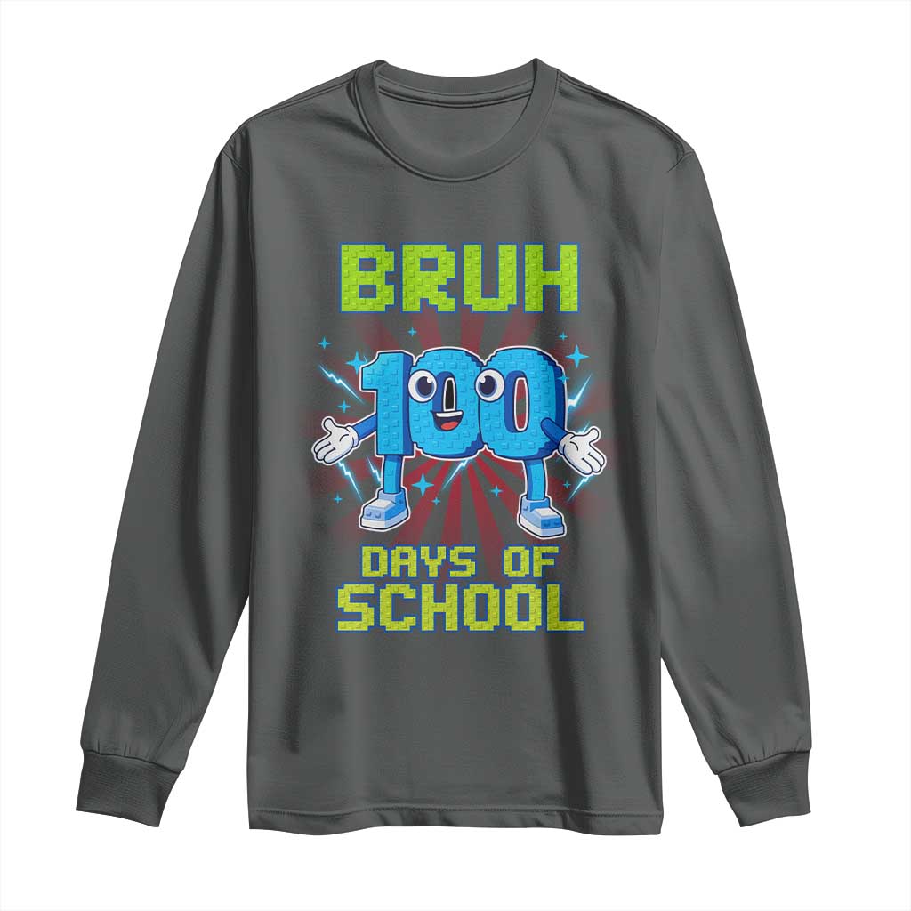 Bruh I Survived 67 33 Days Of School Long Sleeve Shirt Funny 100th Days of School 67 Game Meme TS11 Dark Heather Print Your Wear
