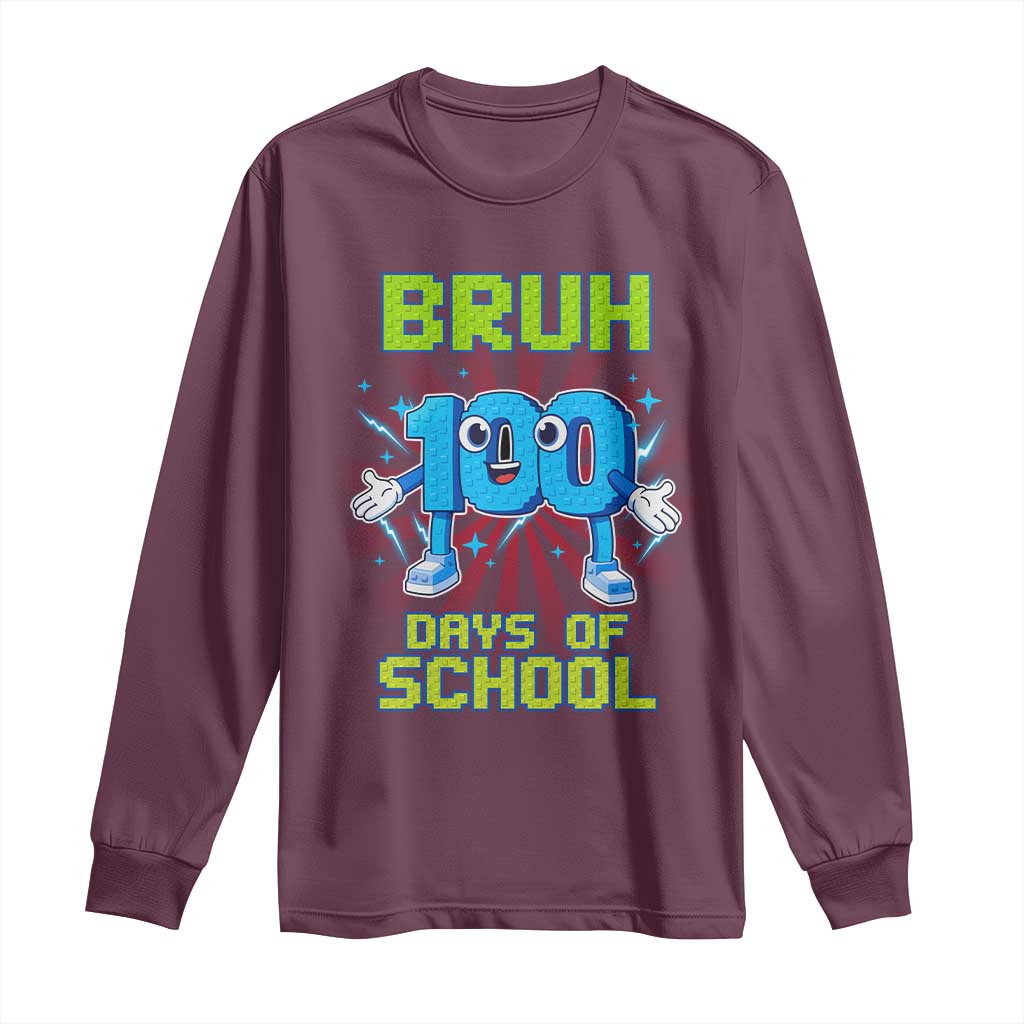 Bruh I Survived 67 33 Days Of School Long Sleeve Shirt Funny 100th Days of School 67 Game Meme TS11 Maroon Print Your Wear