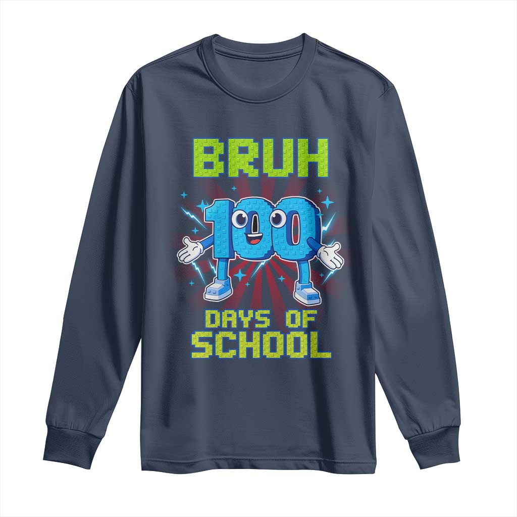 Bruh I Survived 67 33 Days Of School Long Sleeve Shirt Funny 100th Days of School 67 Game Meme TS11 Navy Print Your Wear