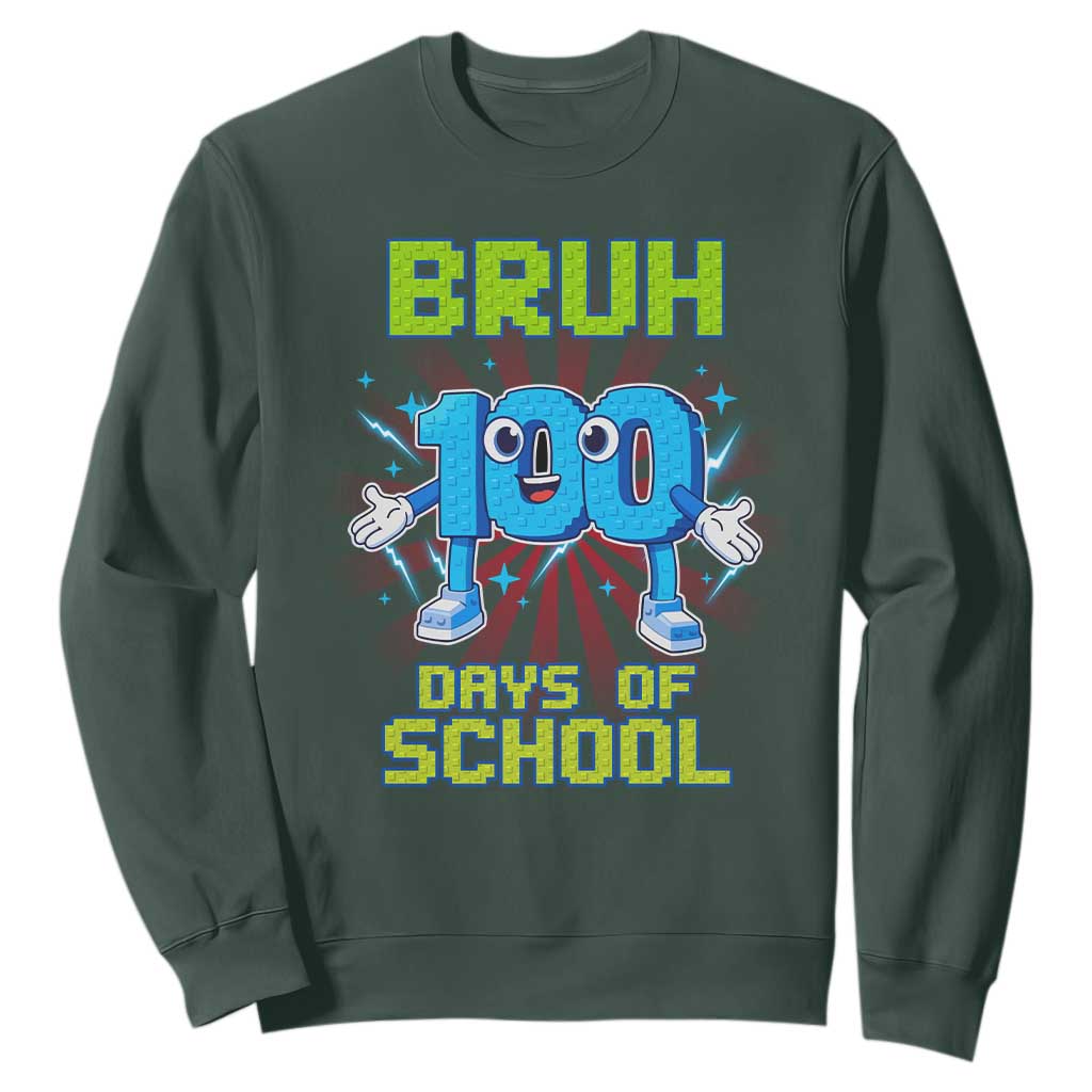 Bruh I Survived 67 33 Days Of School Sweatshirt Funny 100th Days of School 67 Game Meme TS11 Dark Forest Green Print Your Wear
