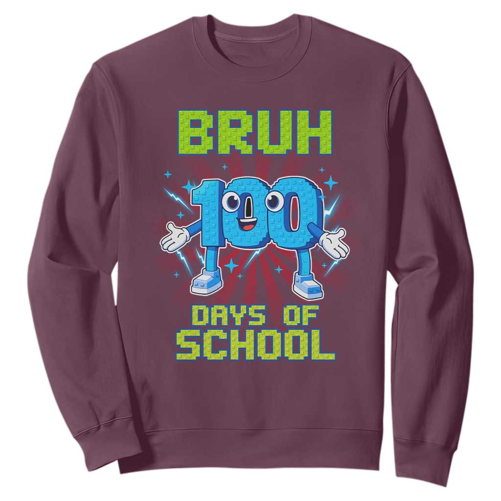 Bruh I Survived 67 33 Days Of School Sweatshirt Funny 100th Days of School 67 Game Meme TS11 Maroon Print Your Wear