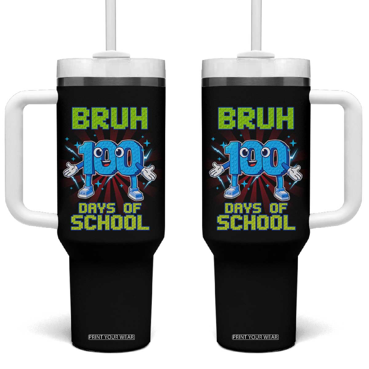 Bruh I Survived 67 33 Days Of School Tumbler With Handle Funny 100th Days of School 67 Game Meme TS11 One Size: 40 oz Black Print Your Wear