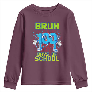 Bruh I Survived 67 33 Days Of School Youth Sweatshirt Funny 100th Days of School 67 Game Meme TS11 Maroon Print Your Wear