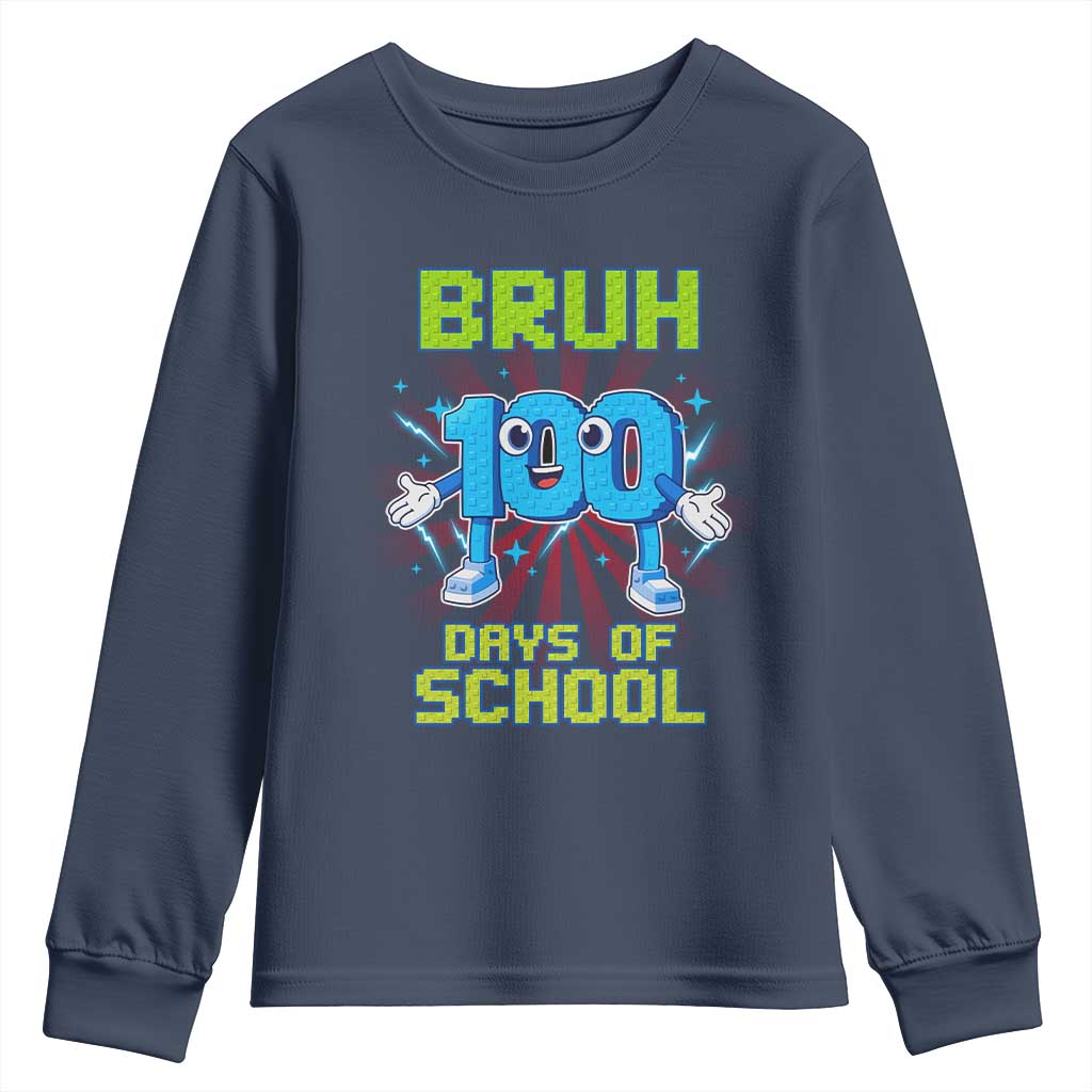 Bruh I Survived 67 33 Days Of School Youth Sweatshirt Funny 100th Days of School 67 Game Meme TS11 Navy Print Your Wear