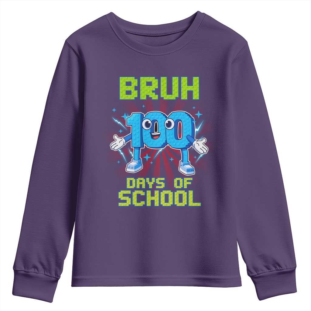 Bruh I Survived 67 33 Days Of School Youth Sweatshirt Funny 100th Days of School 67 Game Meme TS11 Purple Print Your Wear