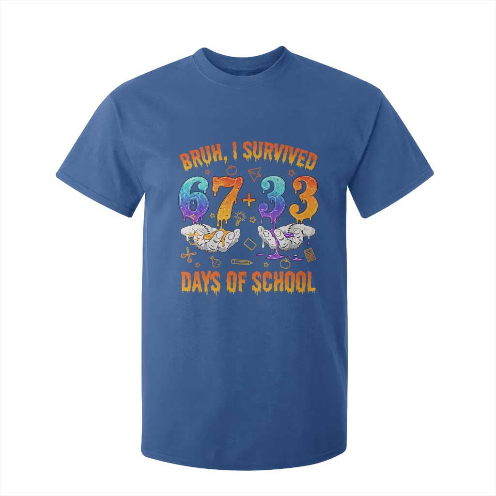 Bruh I Survived 67 33 Days Of School T Shirt For Kid Funny 100th Days of School Teacher 67 Drip TS11 Royal Blue Print Your Wear