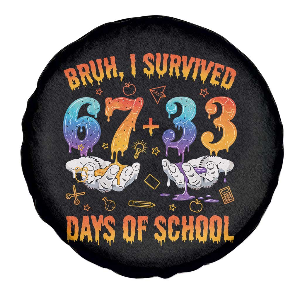 Bruh I Survived 67 33 Days Of School Spare Tire Cover Funny 100th Days of School Teacher 67 Drip TS11 Print Your Wear