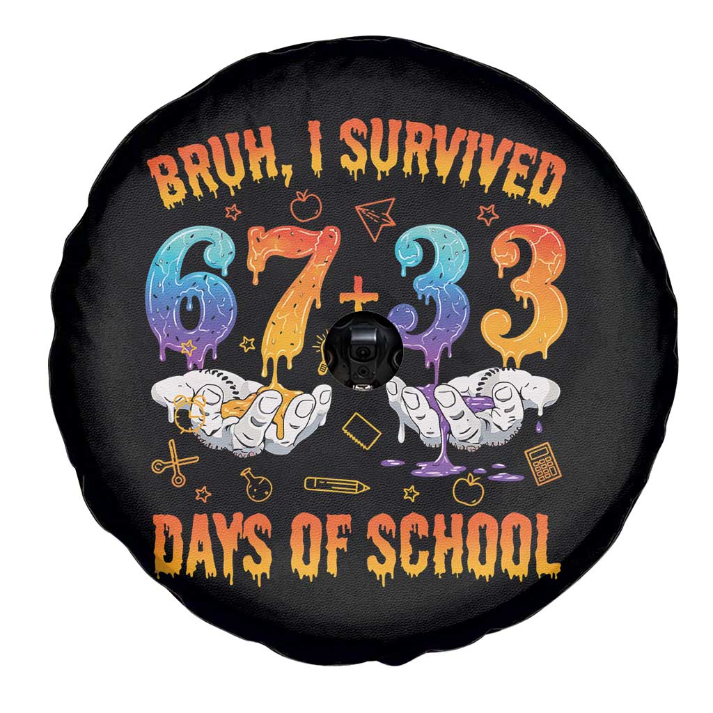 Bruh I Survived 67 33 Days Of School Spare Tire Cover Funny 100th Days of School Teacher 67 Drip TS11 Print Your Wear