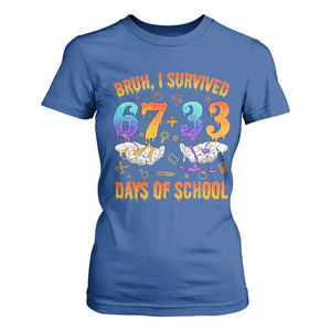 Bruh I Survived 67 33 Days Of School T Shirt For Women Funny 100th Days of School Teacher 67 Drip TS11 Royal Blue Print Your Wear