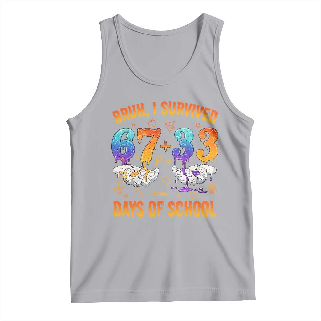 Bruh I Survived 67 33 Days Of School Tank Top Funny 100th Days of School Teacher 67 Drip TS11 Athletic Heather Print Your Wear