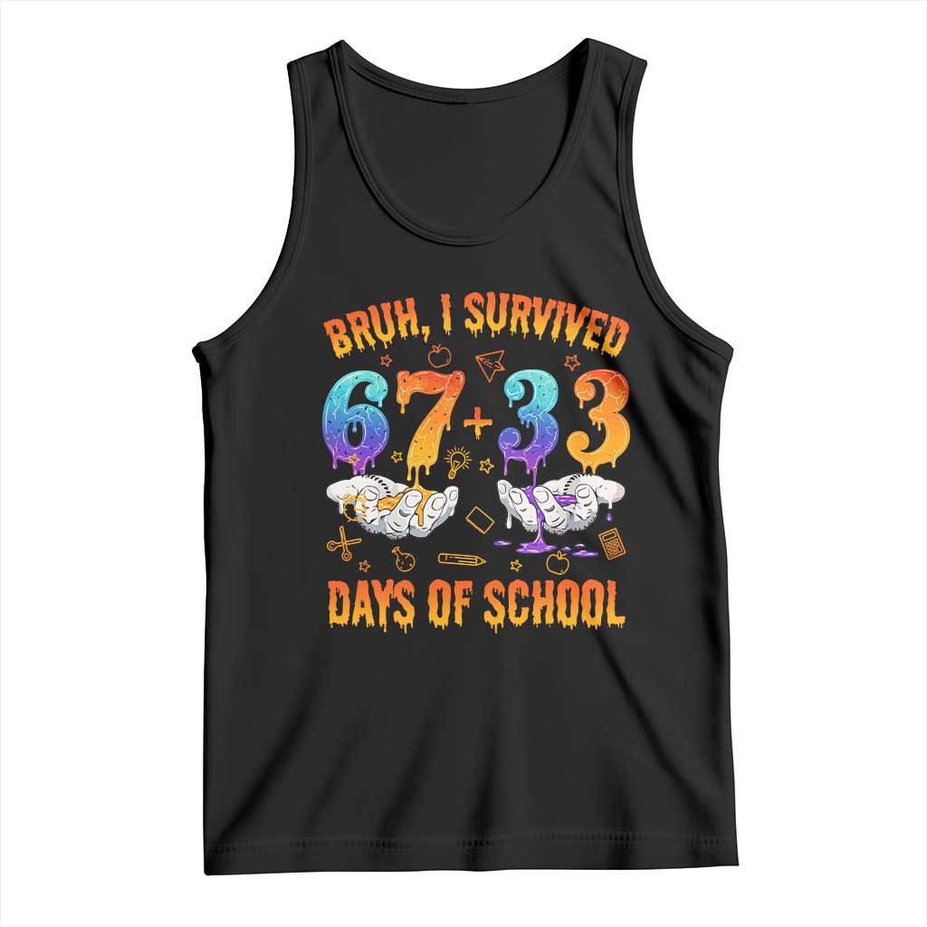 Bruh I Survived 67 33 Days Of School Tank Top Funny 100th Days of School Teacher 67 Drip TS11 Black Print Your Wear