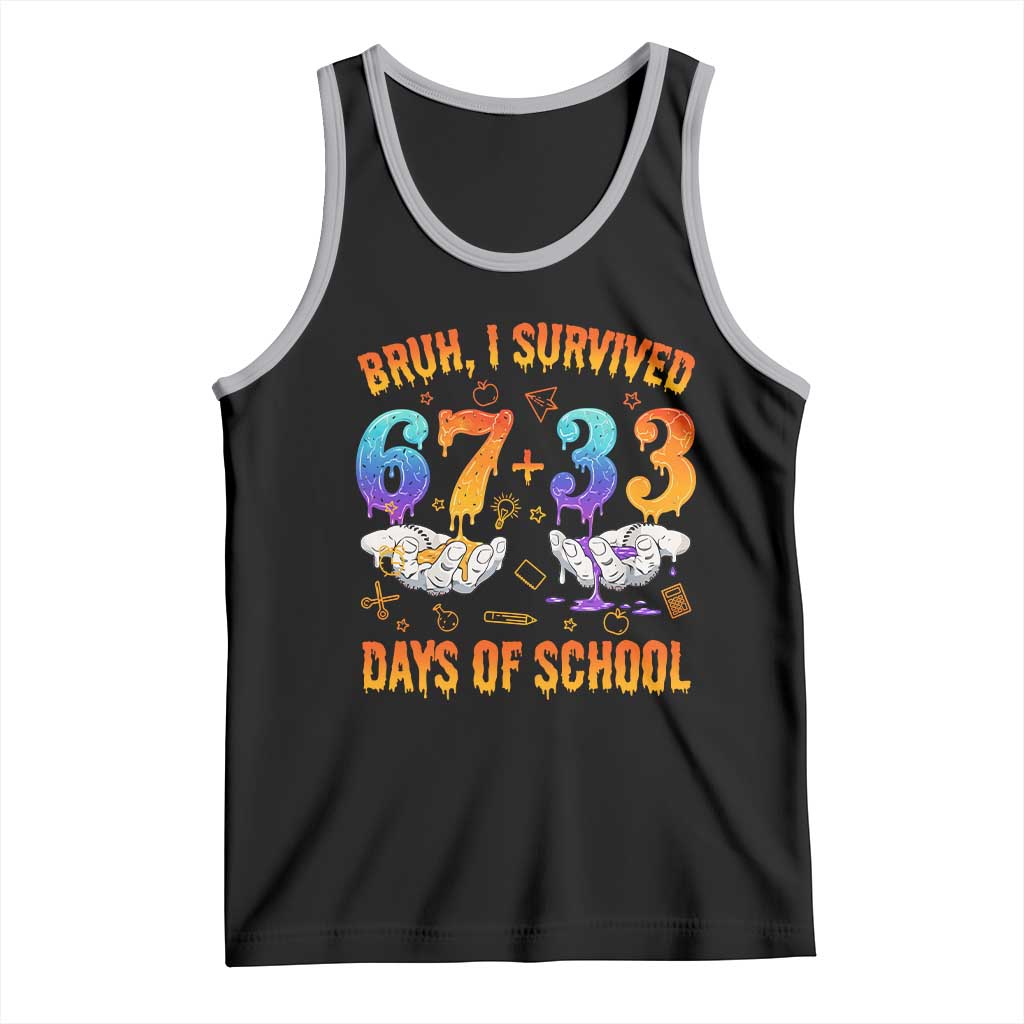 Bruh I Survived 67 33 Days Of School Tank Top Funny 100th Days of School Teacher 67 Drip TS11 Black Athletic Heather Print Your Wear