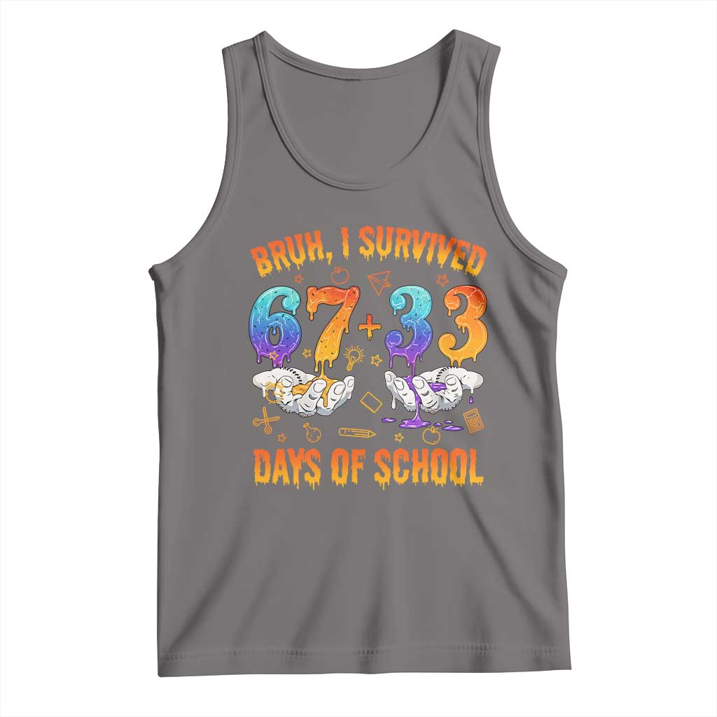 Bruh I Survived 67 33 Days Of School Tank Top Funny 100th Days of School Teacher 67 Drip TS11 Deep Heather Print Your Wear