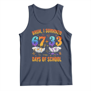 Bruh I Survived 67 33 Days Of School Tank Top Funny 100th Days of School Teacher 67 Drip TS11 Navy Print Your Wear