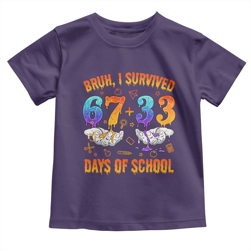 Bruh I Survived 67 33 Days Of School Toddler T Shirt Funny 100th Days of School Teacher 67 Drip TS11 Purple Print Your Wear