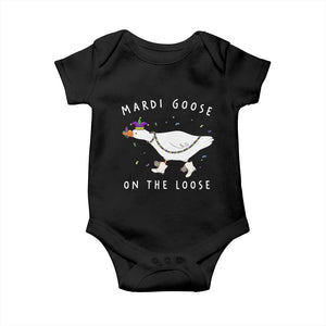 Mardi Goose On The Loose Baby Onesie Funny Mardi Gras Carnival Parade TS11 Black Print Your Wear