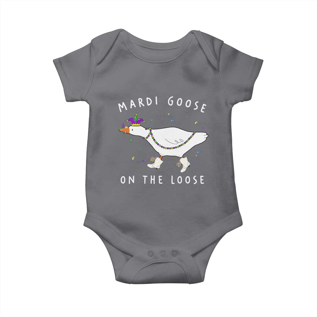 Mardi Goose On The Loose Baby Onesie Funny Mardi Gras Carnival Parade TS11 Charcoal Print Your Wear