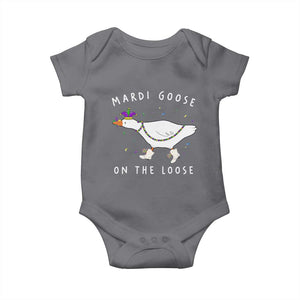 Mardi Goose On The Loose Baby Onesie Funny Mardi Gras Carnival Parade TS11 Charcoal Print Your Wear