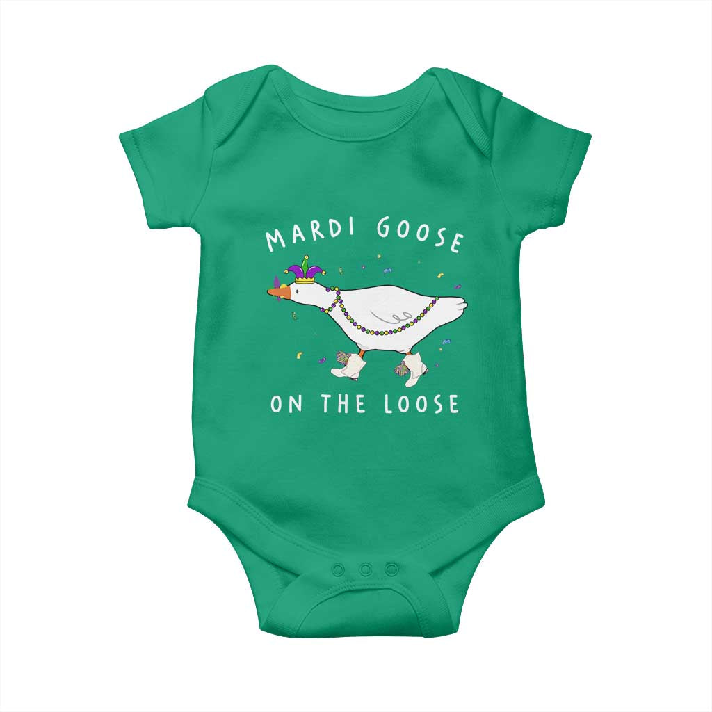 Mardi Goose On The Loose Baby Onesie Funny Mardi Gras Carnival Parade TS11 Irish Green Print Your Wear