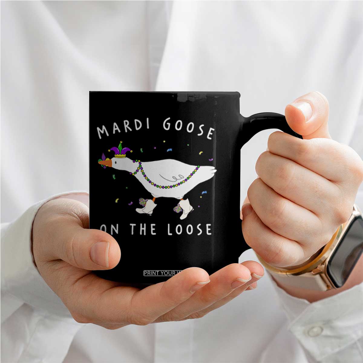 Mardi Goose On The Loose Coffee Mug Funny Mardi Gras Carnival Parade TS11 Print Your Wear