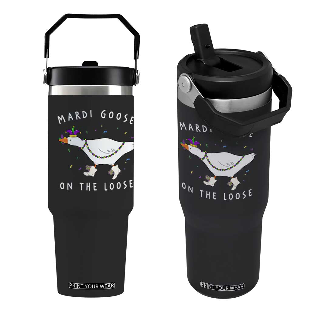 Mardi Goose On The Loose Flip Straw Tumbler Funny Mardi Gras Carnival Parade TS11 One Size: 30 oz Black Print Your Wear