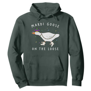 Mardi Goose On The Loose Hoodie Funny Mardi Gras Carnival Parade TS11 Dark Forest Green Print Your Wear