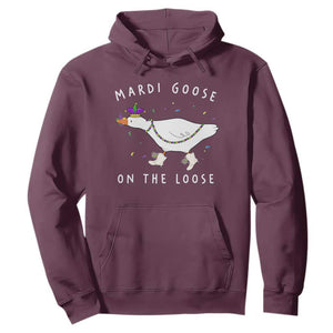 Mardi Goose On The Loose Hoodie Funny Mardi Gras Carnival Parade TS11 Maroon Print Your Wear