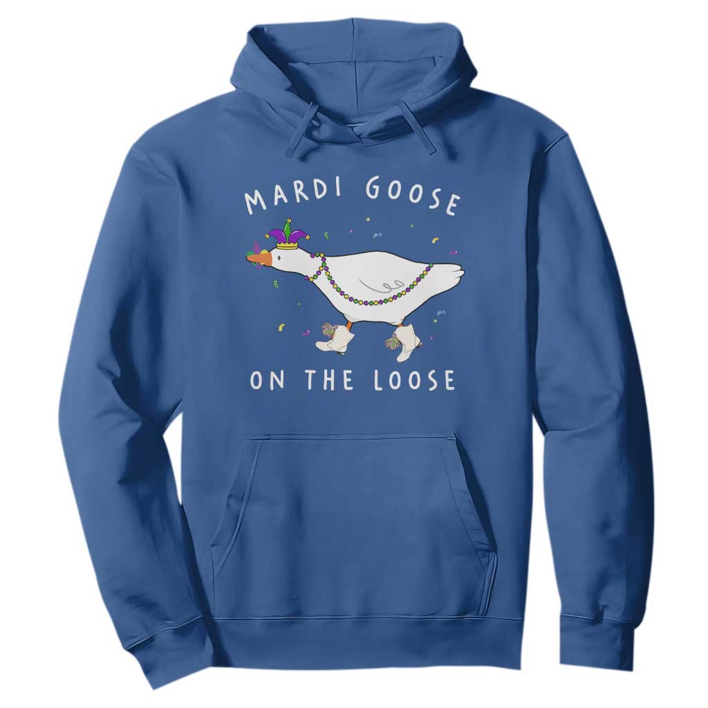 Mardi Goose On The Loose Hoodie Funny Mardi Gras Carnival Parade TS11 Royal Blue Print Your Wear