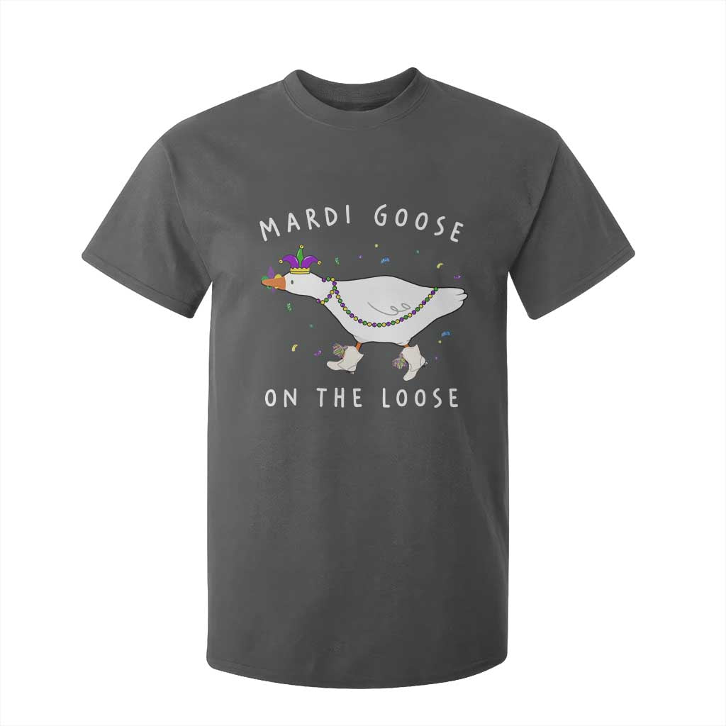 Mardi Goose On The Loose T Shirt For Kid Funny Mardi Gras Carnival Parade TS11 Dark Heather Print Your Wear