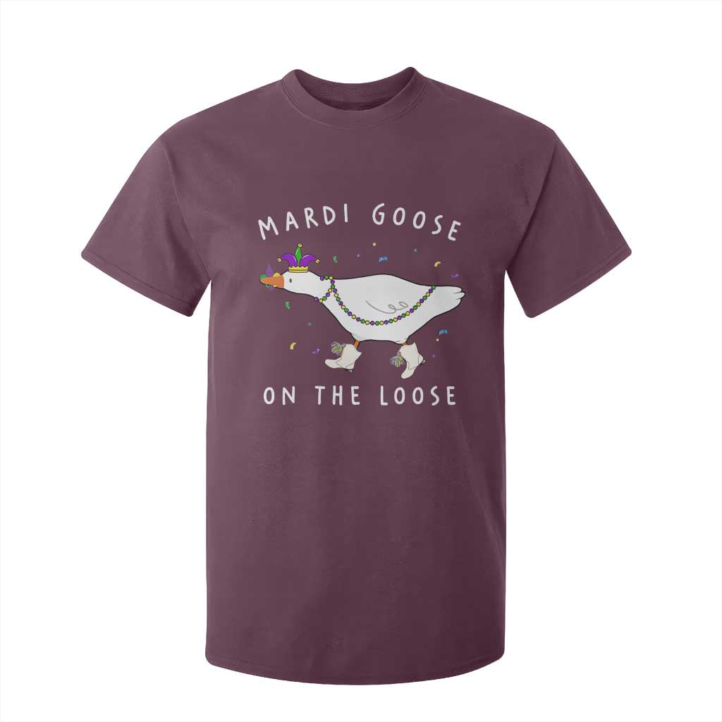 Mardi Goose On The Loose T Shirt For Kid Funny Mardi Gras Carnival Parade TS11 Maroon Print Your Wear