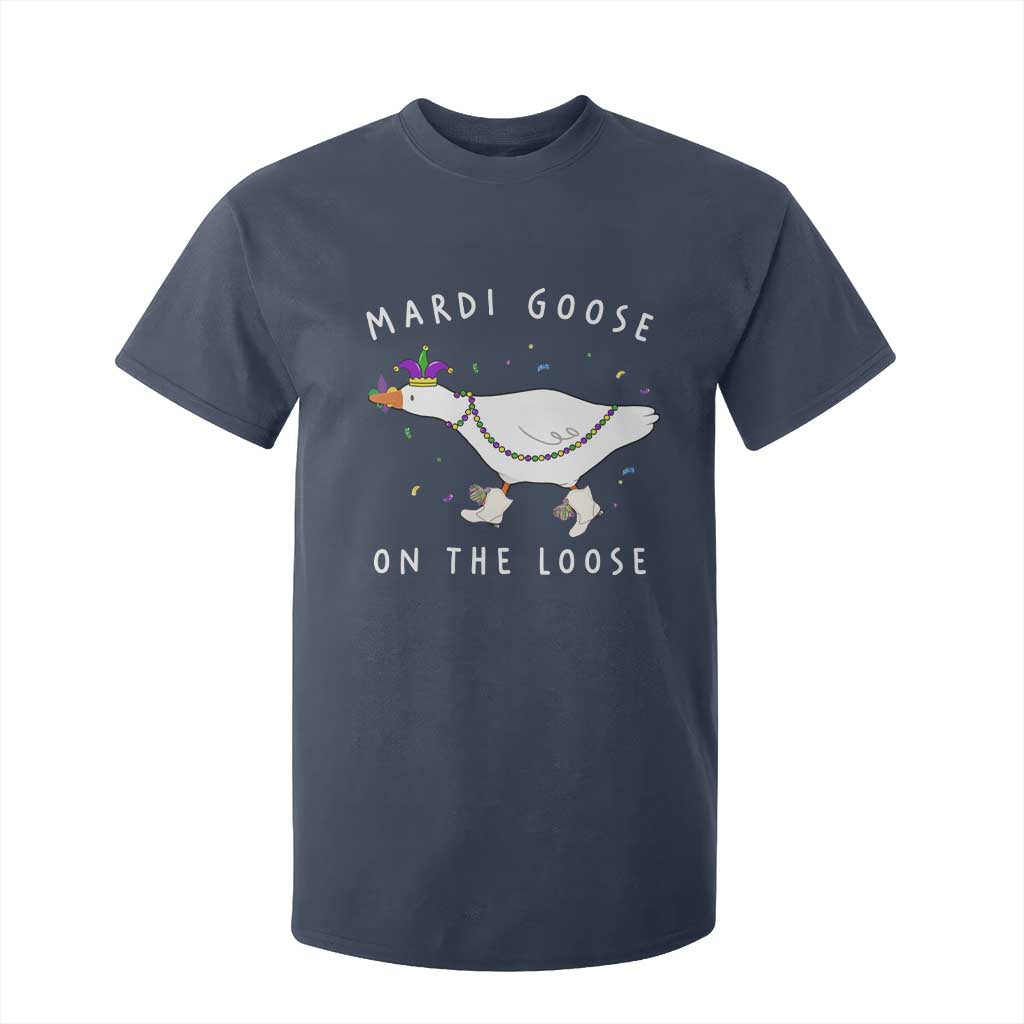 Mardi Goose On The Loose T Shirt For Kid Funny Mardi Gras Carnival Parade TS11 Navy Print Your Wear
