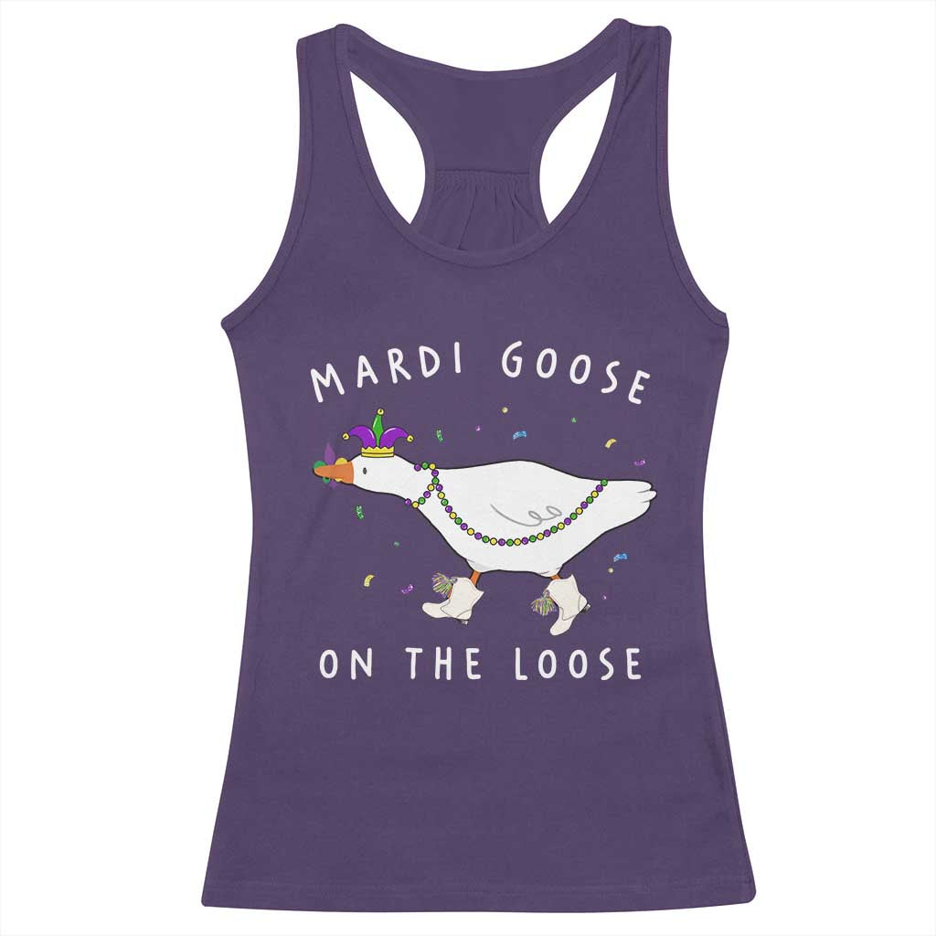 Mardi Goose On The Loose Racerback Tank Top Funny Mardi Gras Carnival Parade TS11 Purple Print Your Wear