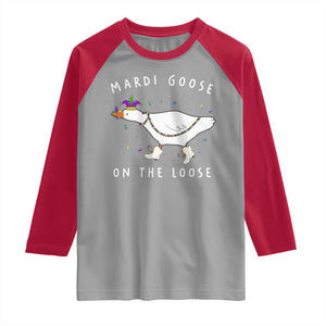 Mardi Goose On The Loose Raglan Shirt Funny Mardi Gras Carnival Parade TS11 Sport Gray Red Print Your Wear