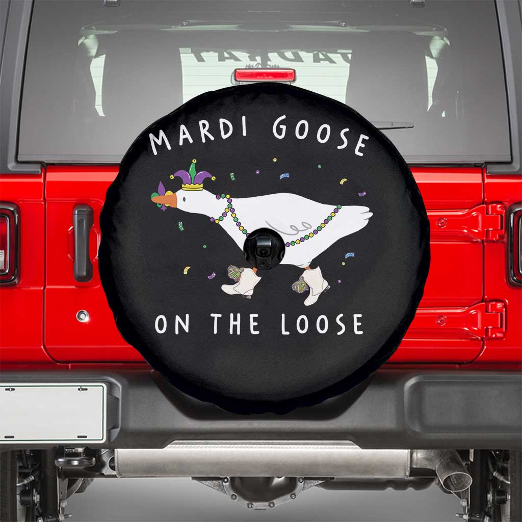 Mardi Goose On The Loose Spare Tire Cover Funny Mardi Gras Carnival Parade TS11 Black Print Your Wear