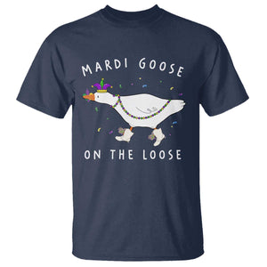 Mardi Goose On The Loose T Shirt Funny Mardi Gras Carnival Parade TS11 Navy Print Your Wear