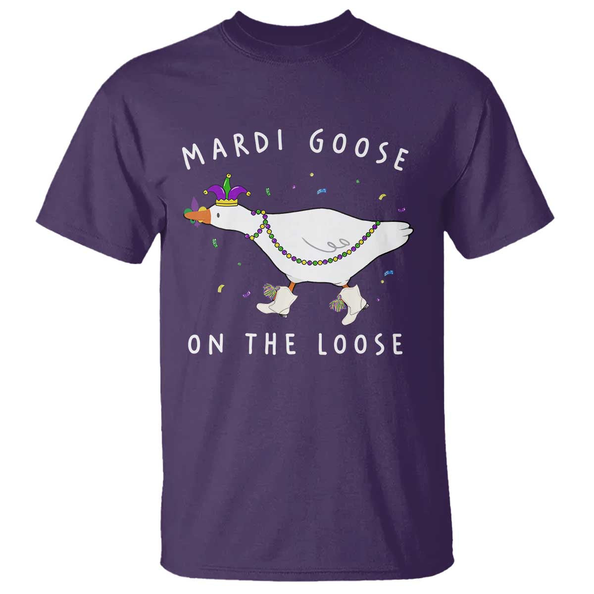 Mardi Goose On The Loose T Shirt Funny Mardi Gras Carnival Parade TS11 Purple Print Your Wear