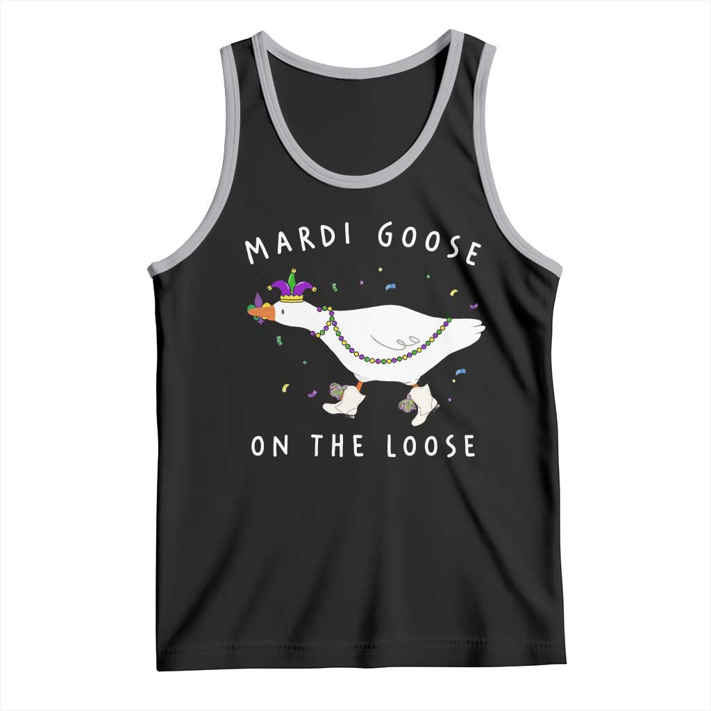 Mardi Goose On The Loose Tank Top Funny Mardi Gras Carnival Parade TS11 Black Athletic Heather Print Your Wear