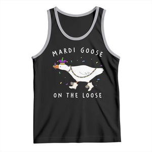 Mardi Goose On The Loose Tank Top Funny Mardi Gras Carnival Parade TS11 Black Athletic Heather Print Your Wear
