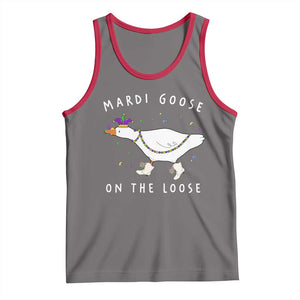 Mardi Goose On The Loose Tank Top Funny Mardi Gras Carnival Parade TS11 Deep Heather Red Print Your Wear