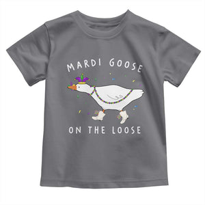 Mardi Goose On The Loose Toddler T Shirt Funny Mardi Gras Carnival Parade TS11 Charcoal Print Your Wear