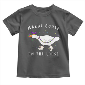 Mardi Goose On The Loose Toddler T Shirt Funny Mardi Gras Carnival Parade TS11 Dark Heather Print Your Wear